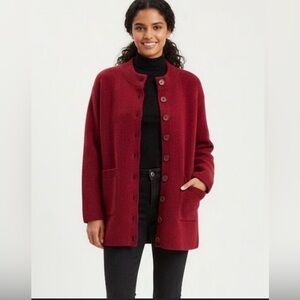 J.Crew NWT Women's Burgundy Relaxed Fit Milano Stitch Cardigan Sweater M/L
